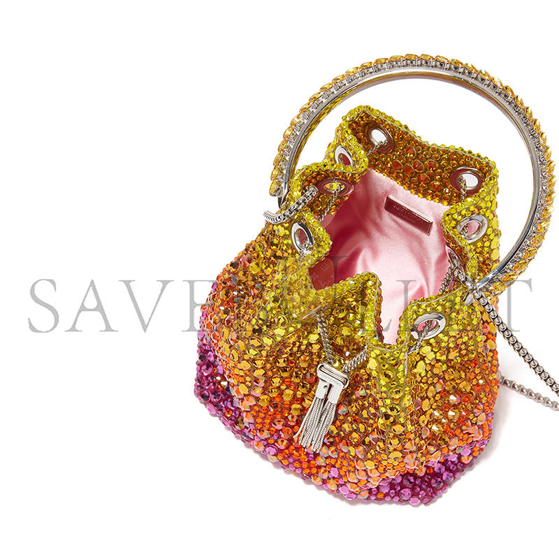 JIMMY CHOO BON BON MULTICOLORED CRYSTAL TOP-HANDLE BAG (15*14*9.5cm)